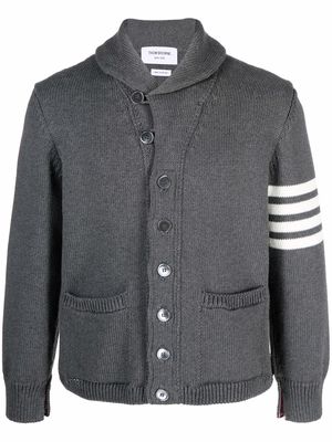 Thom Browne 4-Bar shawl-collar jersey-stitch cardigan - Grey