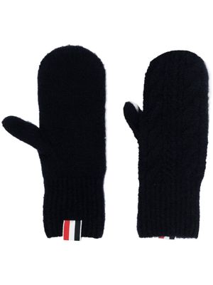 Thom Browne 4-Bar stripe cable-knit gloves - Blue