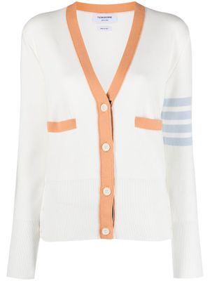 Thom Browne 4-Bar-stripe cotton cardigan - White