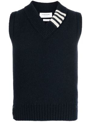 Thom Browne 4-Bar stripe knit vest - Blue
