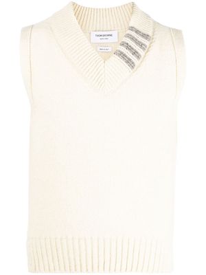 Thom Browne 4-Bar stripe knit vest - White