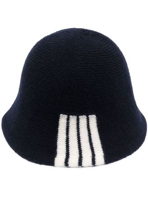 Thom Browne 4-Bar stripe knitted bucket hat - Blue
