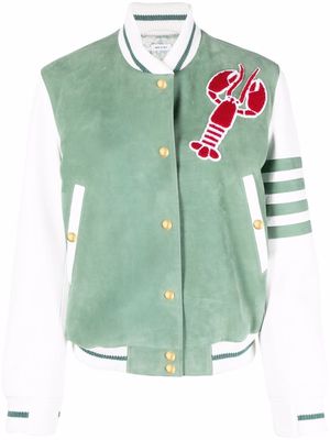 Thom Browne 4-Bar stripe leather varsity jacket - Green