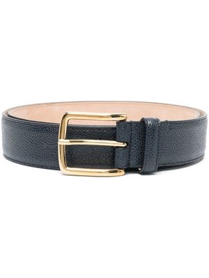 Thom Browne 4-Bar stripe pebbled leather belt - Blue