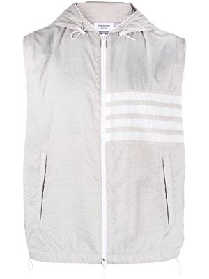 Thom Browne 4-Bar stripe ripstop hooded gilet - Grey