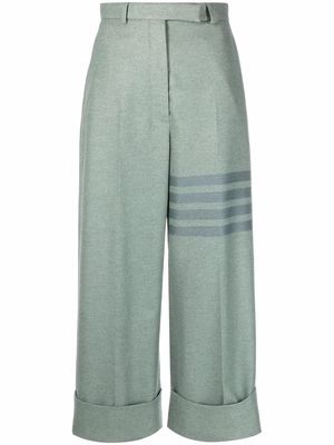 Thom Browne 4 Bar-stripe straight-leg flannel trousers - Green