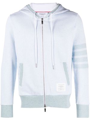 Thom Browne 4-Bar stripe zip-up hoodie - White