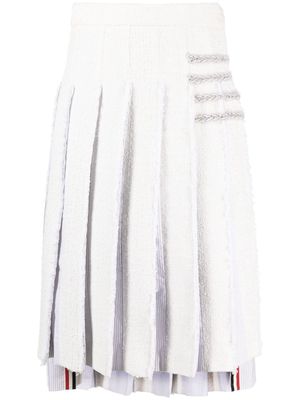 Thom Browne 4-Bar tweed pleated skirt - White