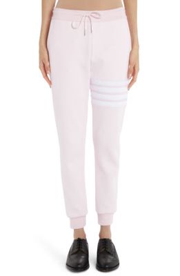 Thom Browne 4-Bar Waffle Knit Cotton Joggers in Light Pink