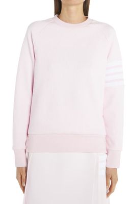Thom Browne 4-Bar Waffle Knit Cotton Sweatshirt in Light Pink