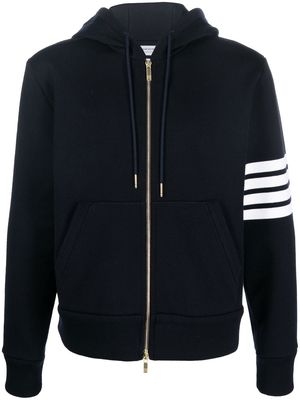 THOM BROWNE 4-Bar zip-up wool hoodie - Blue