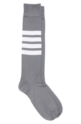 Thom Browne 4-Stripe Over the Calf Socks in Med Grey