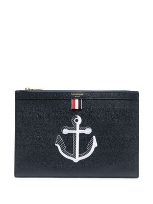 Thom Browne Anchor embroidered clutch - Blue