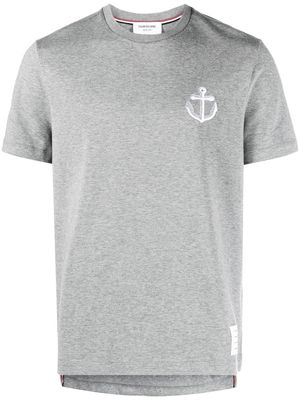 Thom Browne Anchor-embroidered cotton T-shirt - Grey