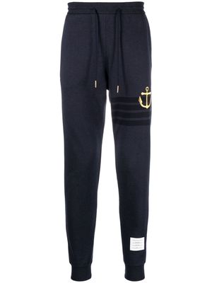 Thom Browne anchor-embroidery cotton track pants - Blue