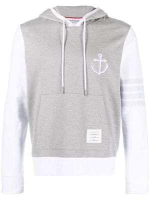 Thom Browne anchor-embroidery panelled hoodie - White
