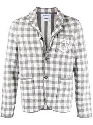 Thom Browne Anchor gingham check pattern blazer - Grey