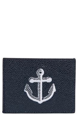 Thom Browne Anchor Leather Card Holder in Navy