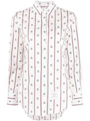 Thom Browne anchor-print cotton shirt - Neutrals