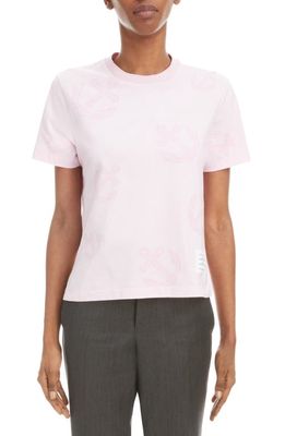 Thom Browne Anchor Print Crewneck Cotton T-Shirt in Light Pink