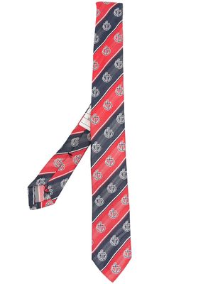 Thom Browne anchor-print striped tie - Red