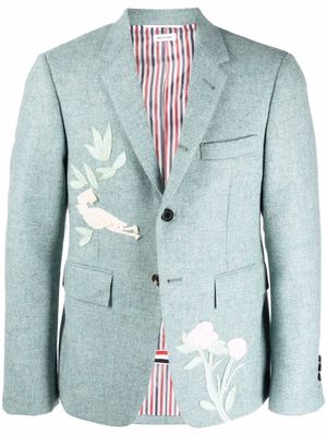 Thom Browne appliqué-detail single-breasted blazer - Blue