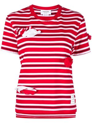 Thom Browne appliqué-embellished striped T-shirt - Red