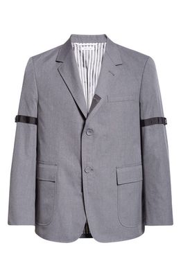 Thom Browne Armband Straight Fit Unstructured Typewriter Cloth Sport Coat in Medium Grey