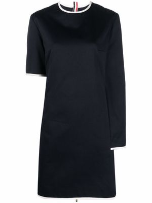 Thom Browne asymmetric-sleeve cotton dress - Blue