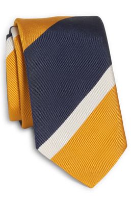 Thom Browne Awning Stripe Silk & Cotton Skinny Tie in Yellow