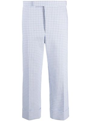 Thom Browne Backstrap-detail checked tailored trousers - White