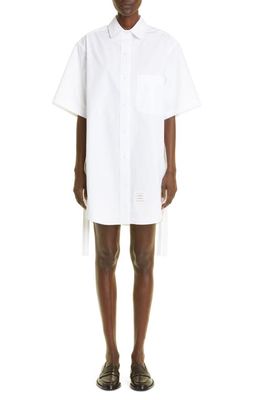 Thom Browne Belted Cotton Poplin Shirtdress in White
