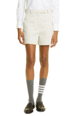 Thom Browne Beltloop Cotton Gabardine Sack Shorts in Natural White