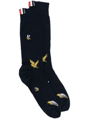 Thom Browne bird print cotton socks - Blue