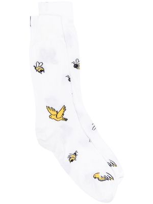 Thom Browne Birds And Bees intarsia mid-calf socks - White