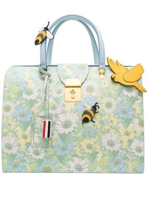 Thom Browne Birds And Bees leather tote bag - Blue