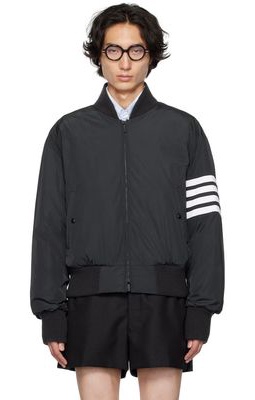 Thom Browne Black 4-Bar Down Bomber Jacket