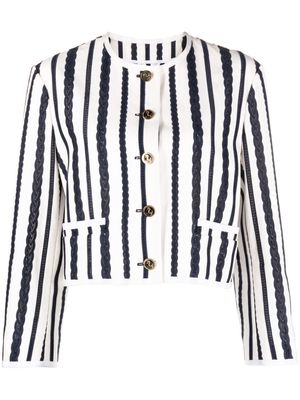 Thom Browne broderie anglaise-detail cropped jacket - Neutrals