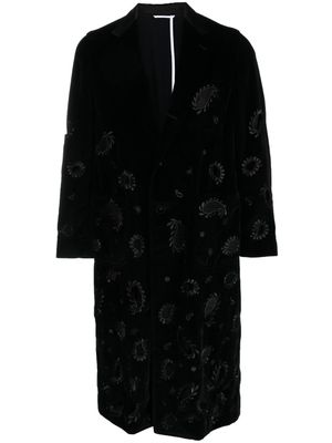 Thom Browne broderie-anglaise single-breasted coat - Black