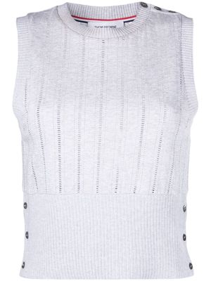 Thom Browne button-detail pointelle-knit vest - Grey
