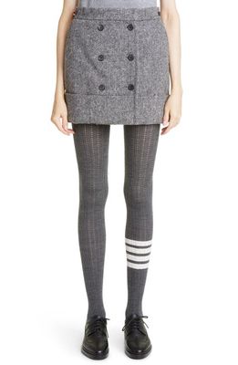 Thom Browne Button Front Donegal Tweed Wrap Miniskirt in Medium Grey