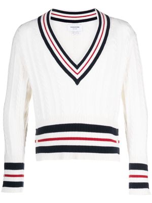 Thom Browne cable-knit cashmere jumper - White