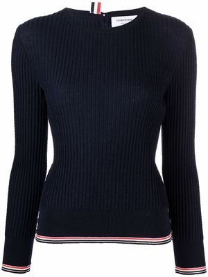 Thom Browne cable knit pullover jumper - Blue