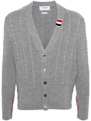 Thom Browne cable-knit virgin-wool cardigan - Grey