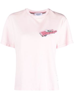 Thom Browne car-embroidered piqué T-shirt - Pink