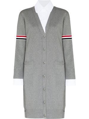 Thom Browne cardigan-layered shirt dress - Grey