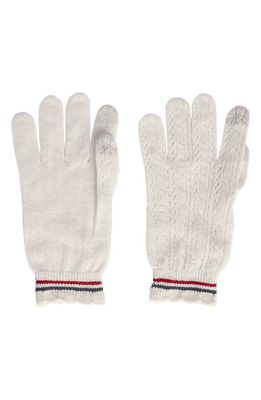 Thom Browne Cashmere & Silk Touchscreen Knit Gloves in White
