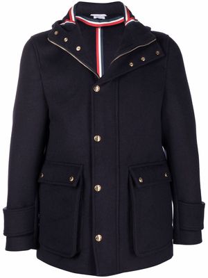 Thom Browne cashmere hooded zip-up parka - Blue