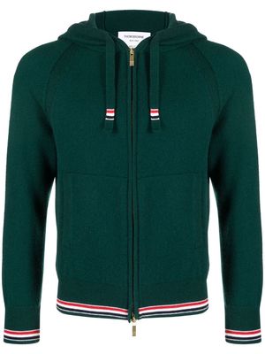 Thom Browne cashmere knitted zip-up hoodie - Green
