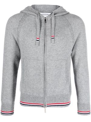 Thom Browne cashmere knitted zip-up hoodie - Grey